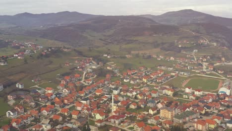 aerial view of tutin, multicultural city in south serbia