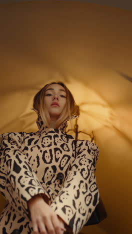 woman in leopard print coat
