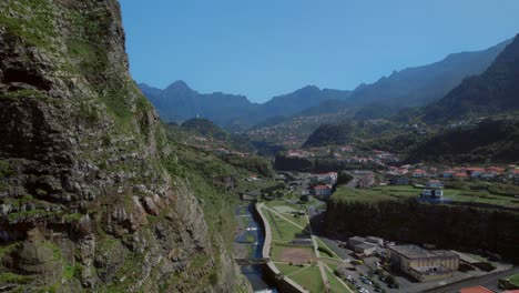aerial view of a mountainous town in madeira