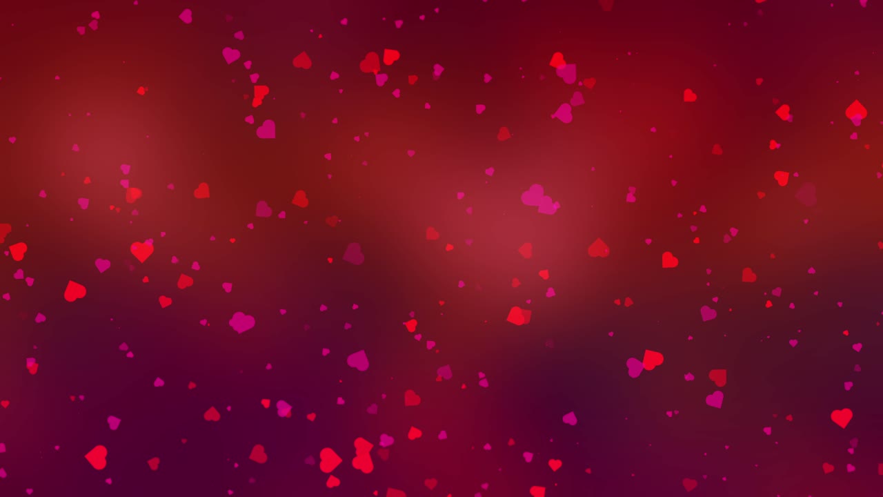 Loopable Animation of heart shapes floating upward on a vibrant red and pink gradient background- romance and elegance, perfect for Valentine's Day, wedding themes, or love