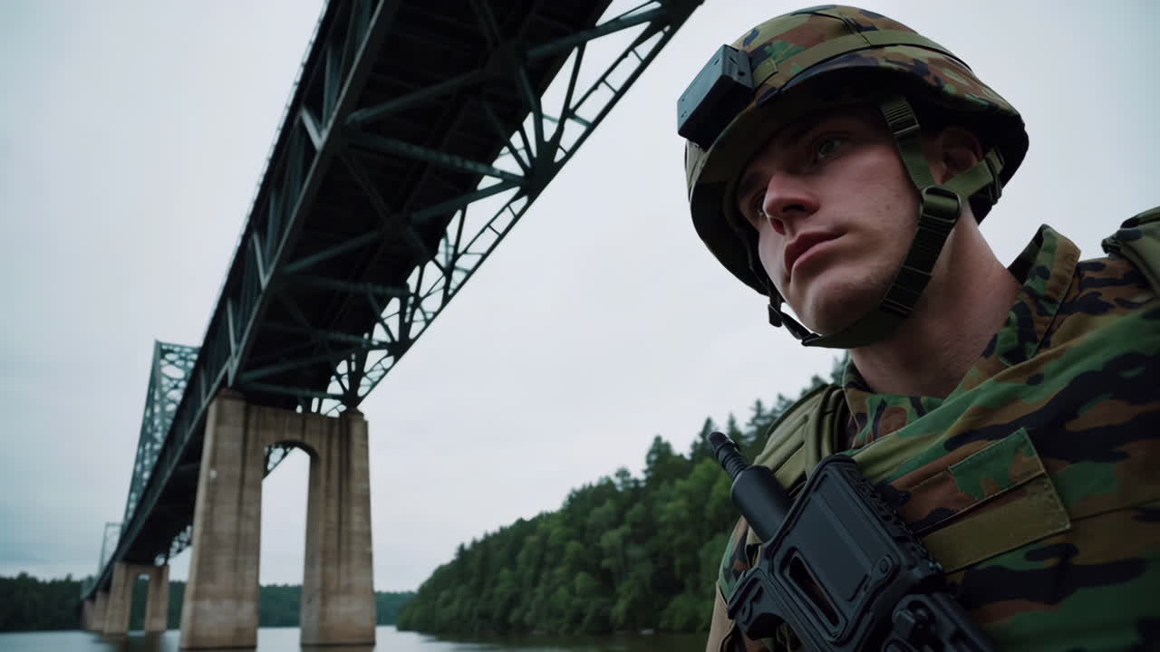 Soldier by a Bridge