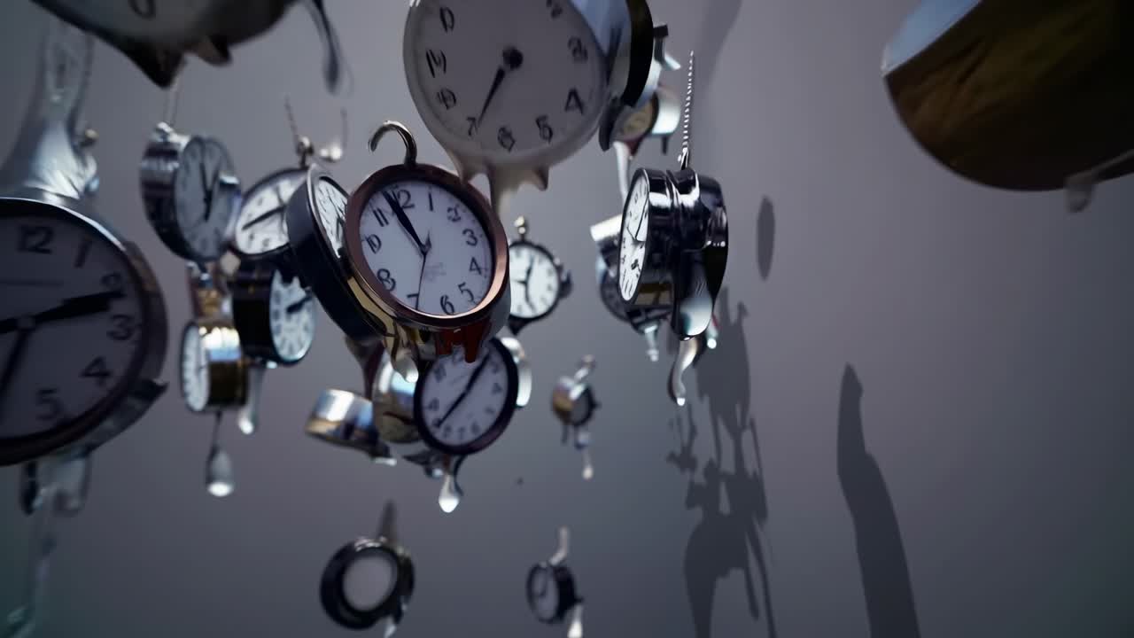 Surreal Melting Clocks on Wall