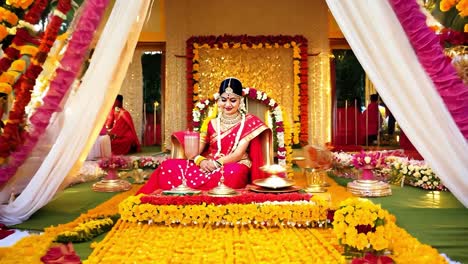 hermosa novia india en la ceremonia de la boda