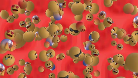 animation of emoji icons floating on red background