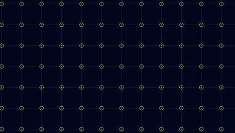 cuadrícula pulsante abstracta círculos púrpuras conectados por líneas