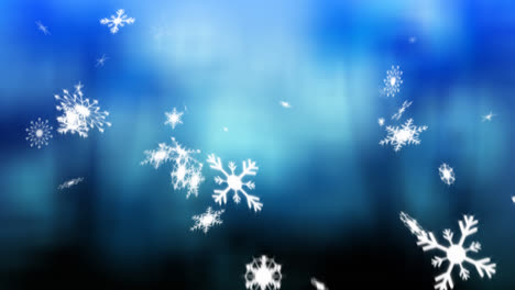 snow falling on blue background