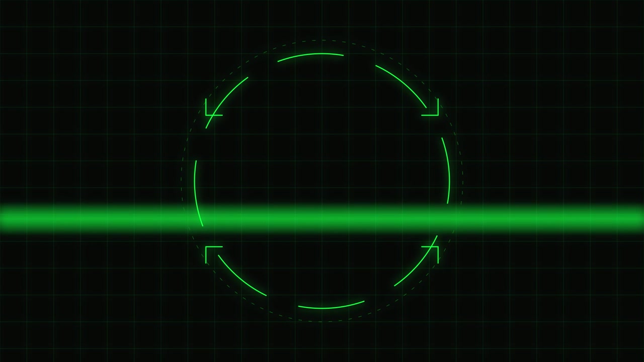 Digital Green Scanning HUD Interface with Grid Background