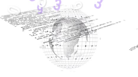 animación del globo sobre el procesamiento de datos sobre fondo blanco