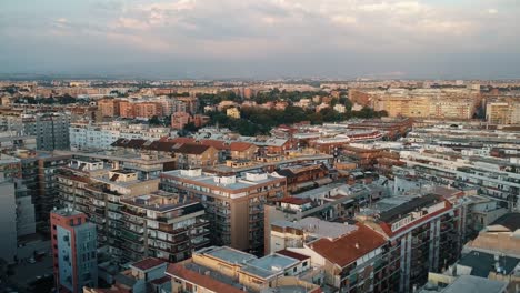 endless metropolis in a cloudy day, panoramic drone