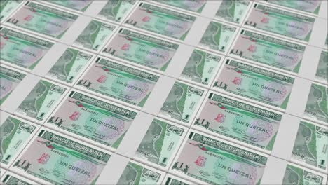 billetes de 1 quetzal guatemalteco impresos por una prensa de dinero