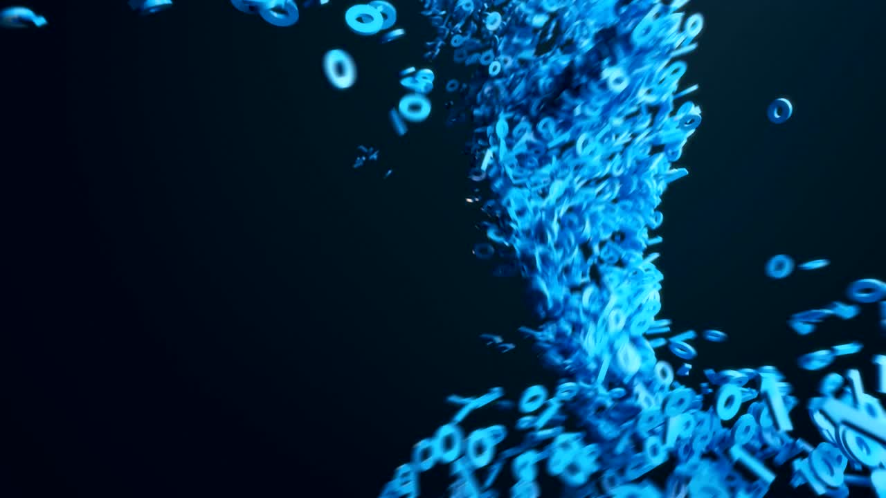 una tormenta binaria. animación 4k uhd con un tema tecnológico.