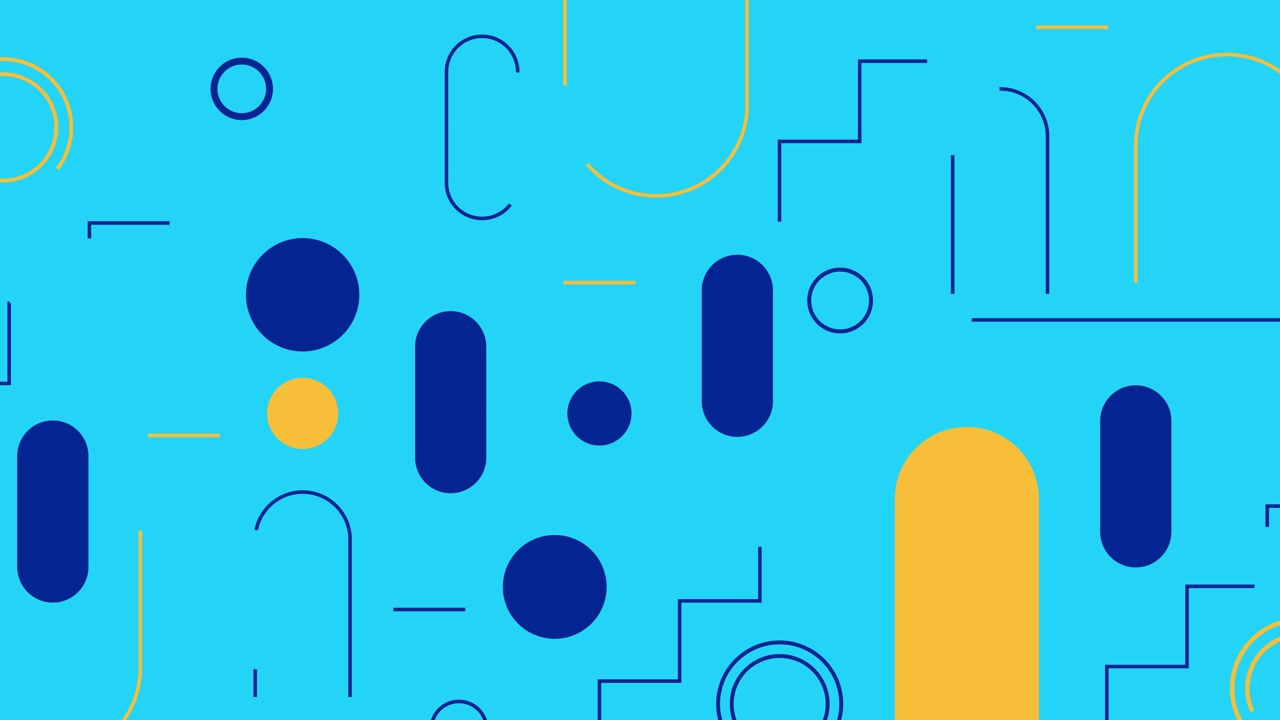 Dynamic Abstract Geometric Pattern Animation with Blue and Yellow Shapes