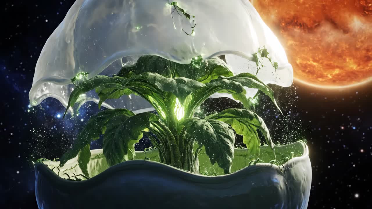 Biocúpula futurista en el espacio