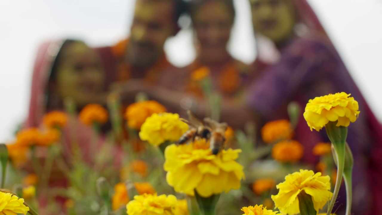 Persone multietniche che celebrano il festival dei colori Holi in India