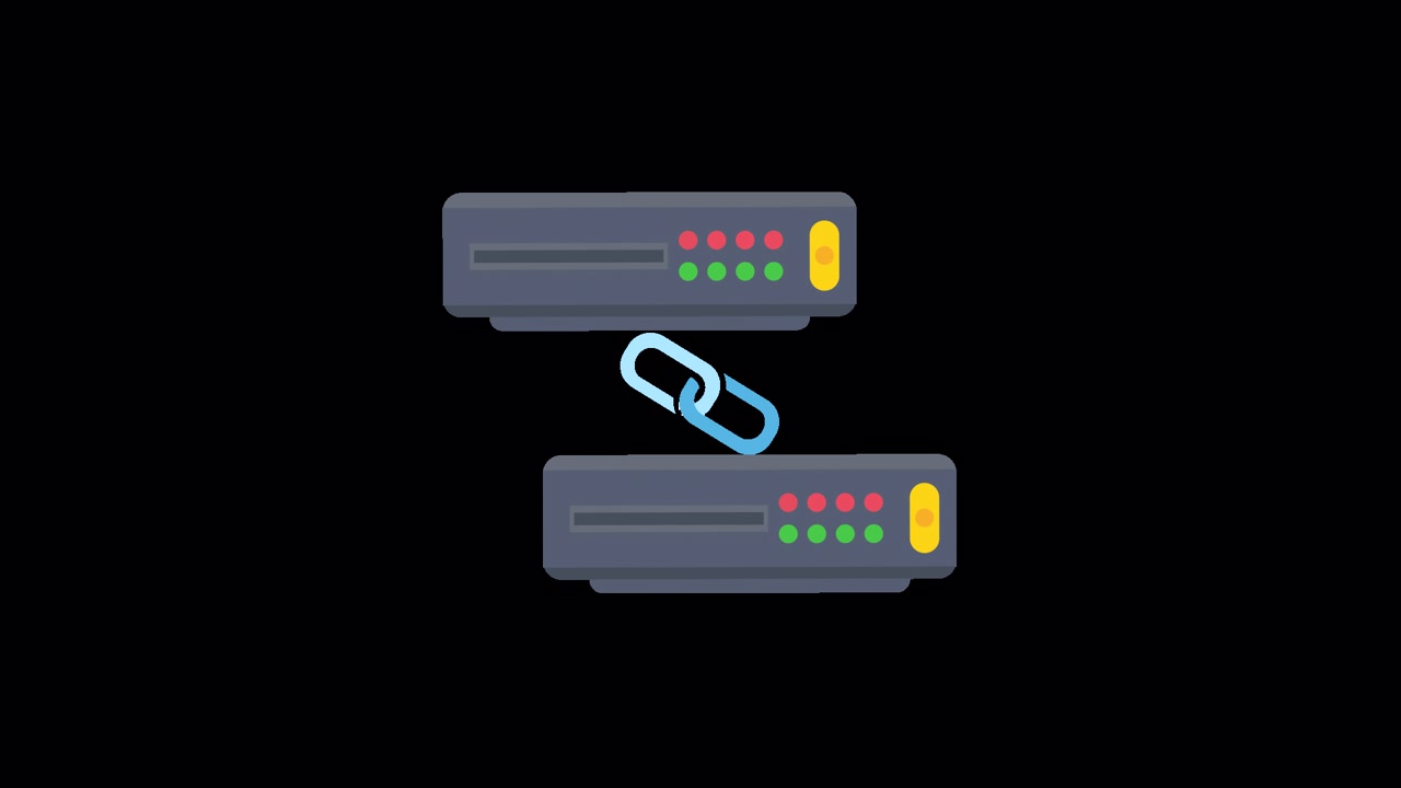 Animated Network Connection Between Two Servers