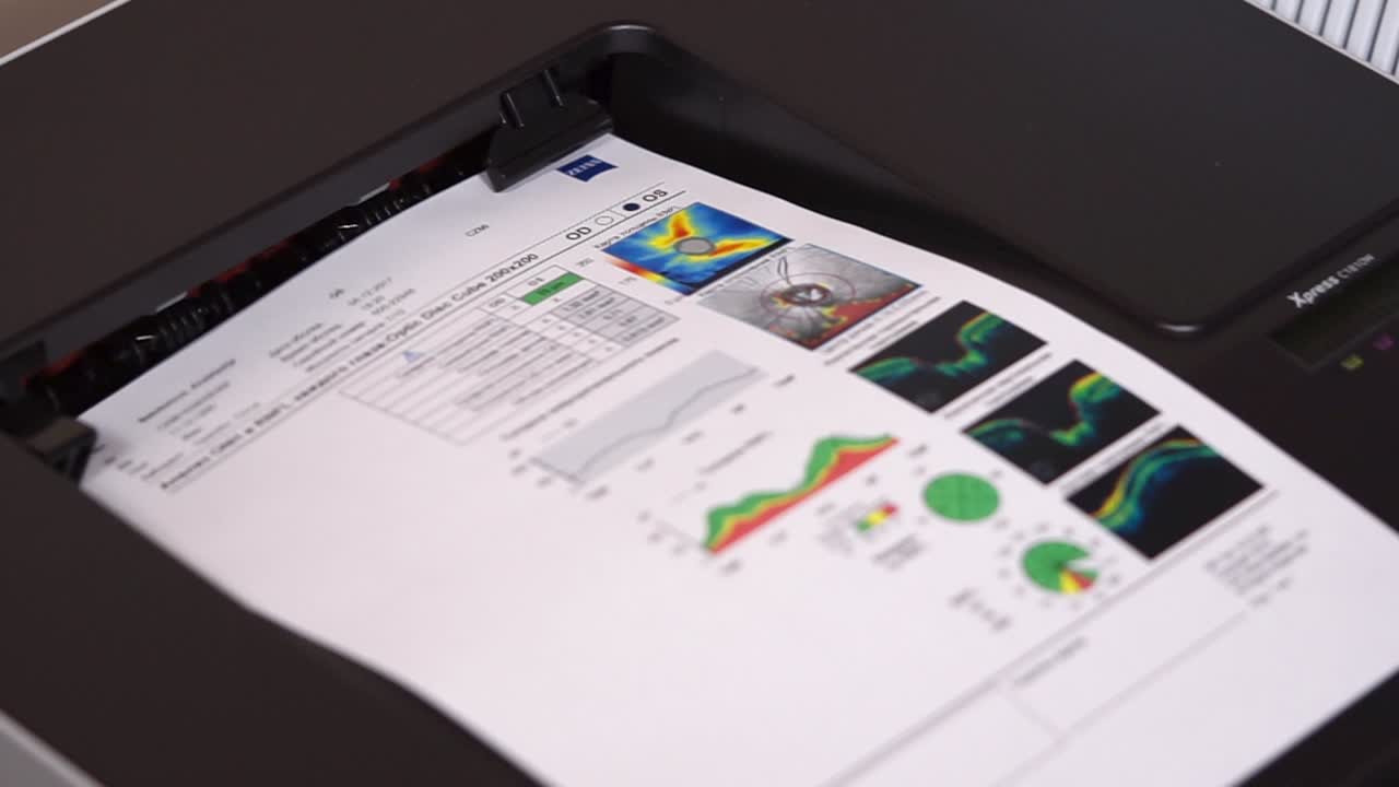 impresión del informe de diagnóstico oftalmológico
