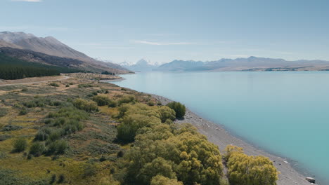 stunning aerial view of lake tekapo and mount cook, new zealand