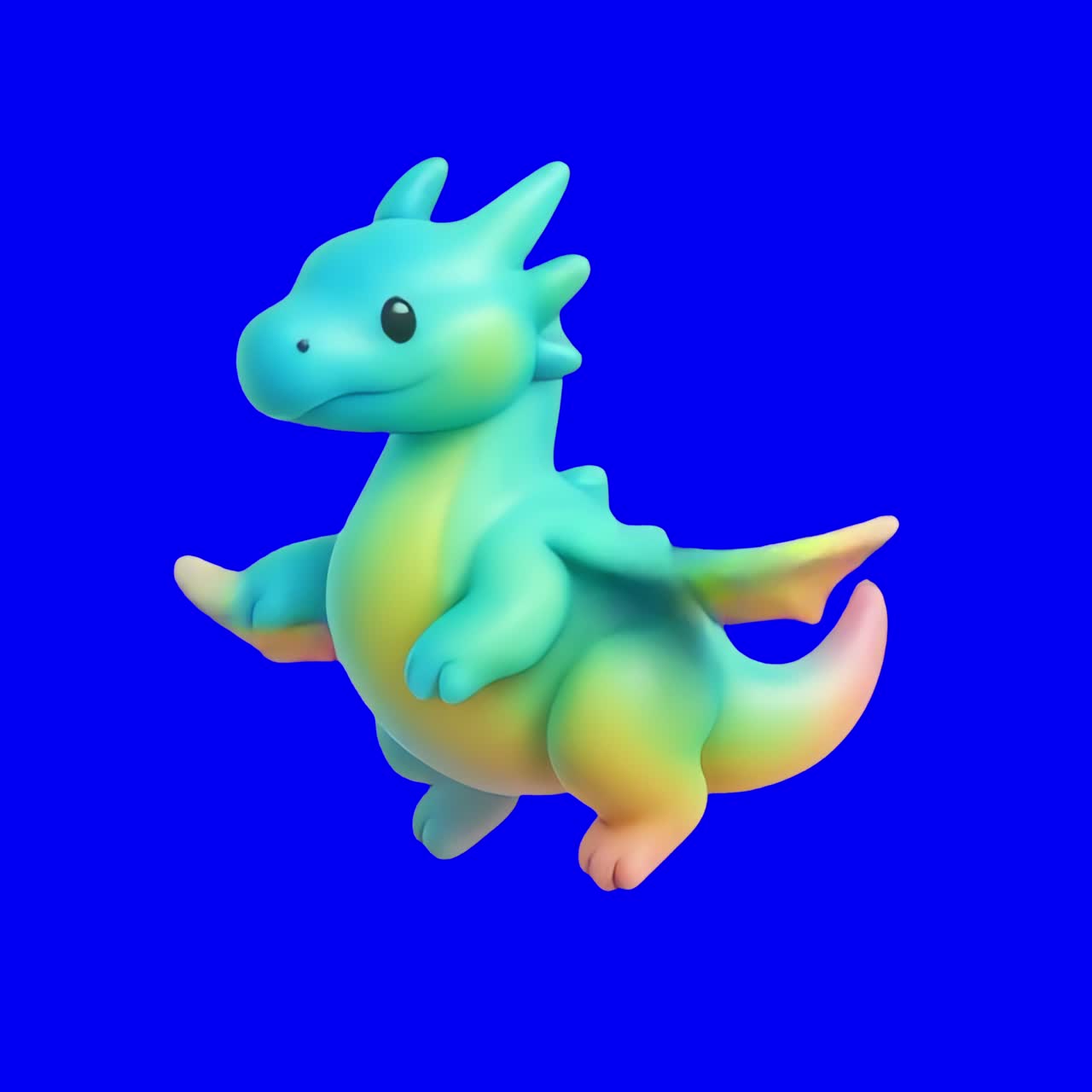 Colorful cute dragon illustration animation, transparent 4K video, green screen