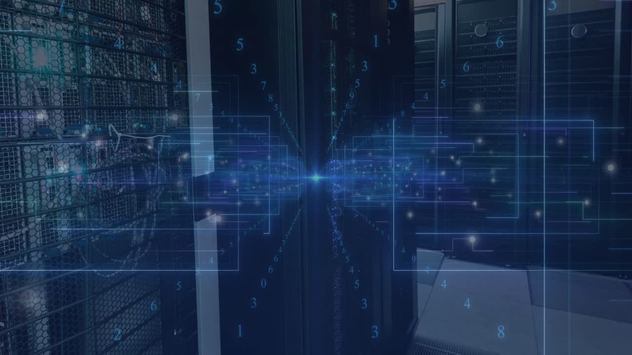 animazione dell'elaborazione dei dati sulla sala server