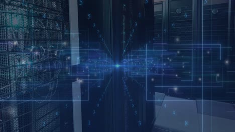 Animation of data processing over server room