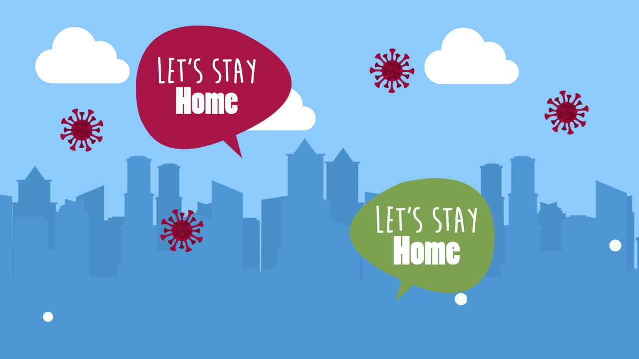 stay at home campaign with cityscape scene