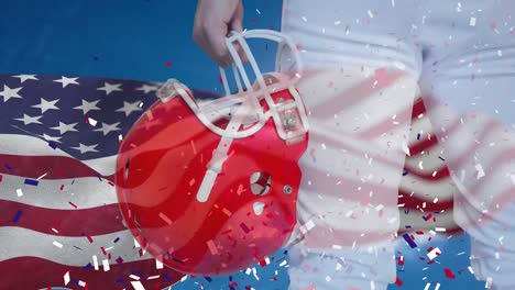 digital animation of american rugby player standing with an helmet 4k