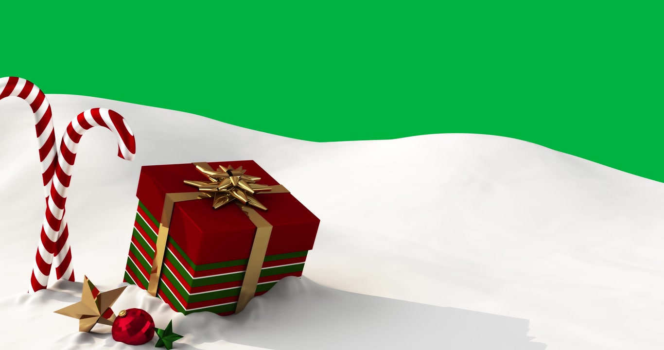 Animazione digitale di una scatola regalo di Natale rossa.