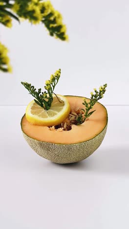Cantaloupe and Lemon with Flowers