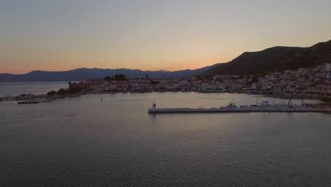 aerial: the historical town pythagorion on samos