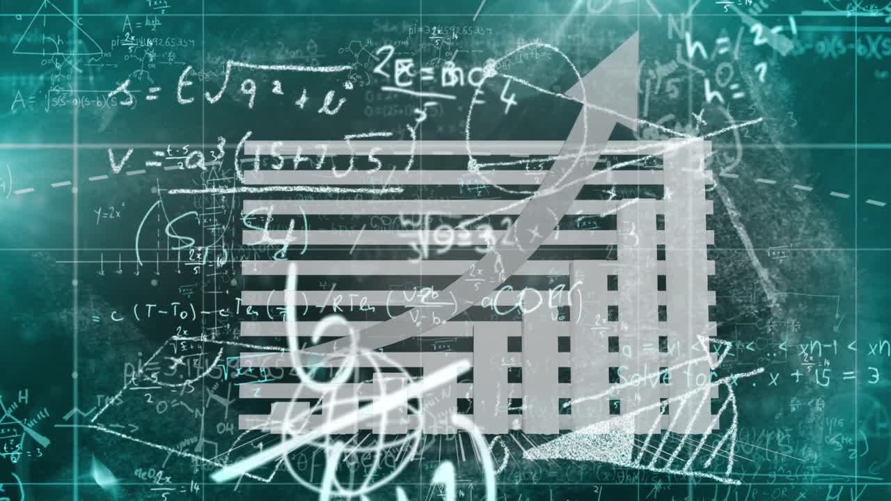 검은 바탕에 수학적 방정식으로 데이터 처리의 애니메이션