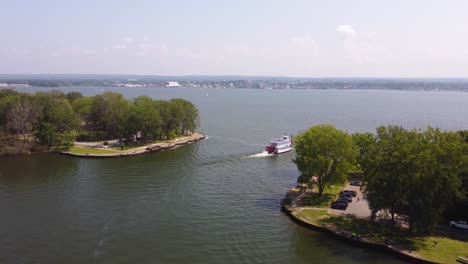 drone shot of the victorian princess on the bayfront in erie pennsylvania