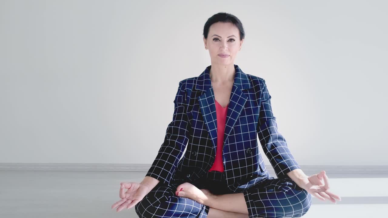 Woman in business attire, various gestures