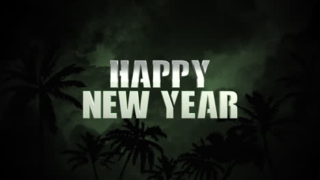 Happy-New-Year-text-in-forest-of-jungle-in-night