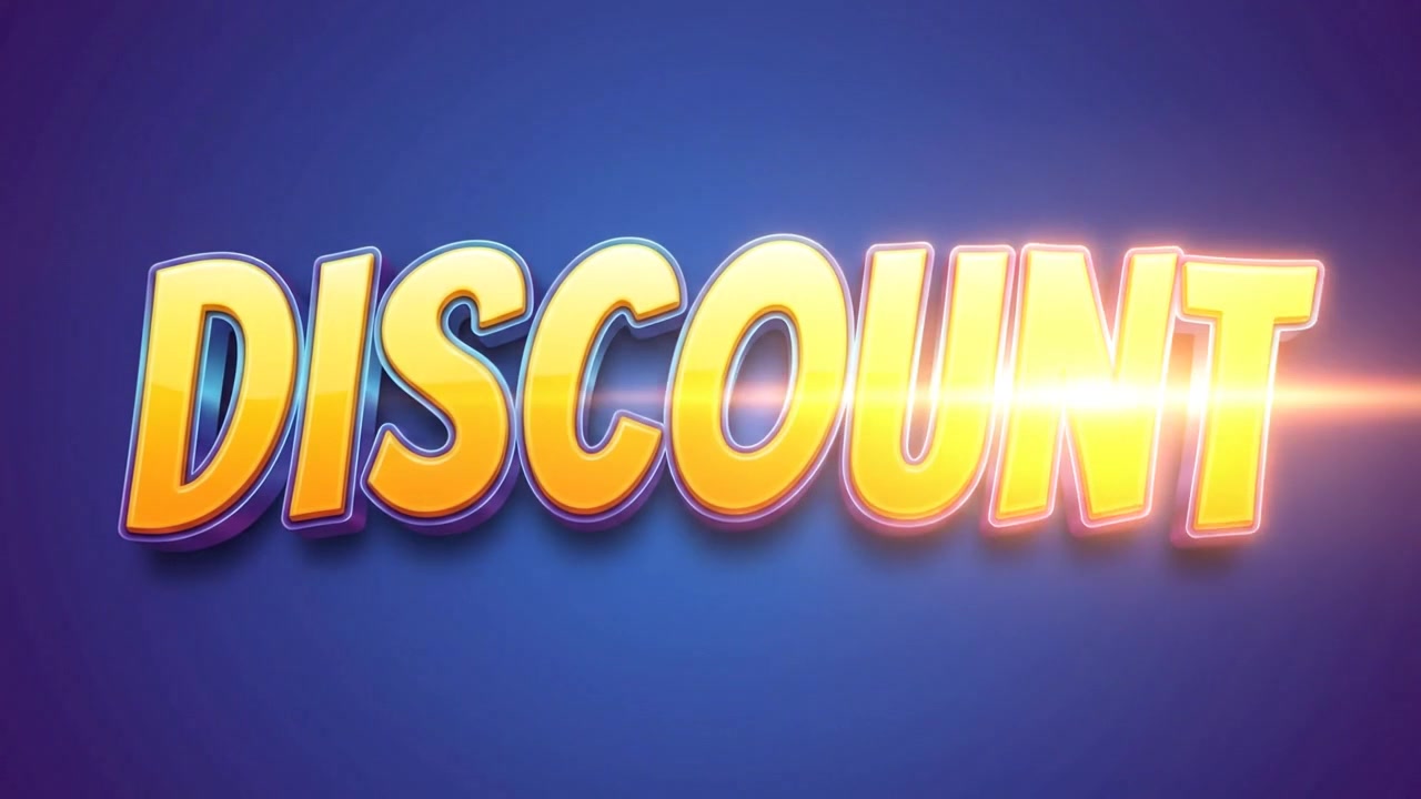 Animazione di testo promozionale per sconti con sfondo scuro elegante e lettere dorate