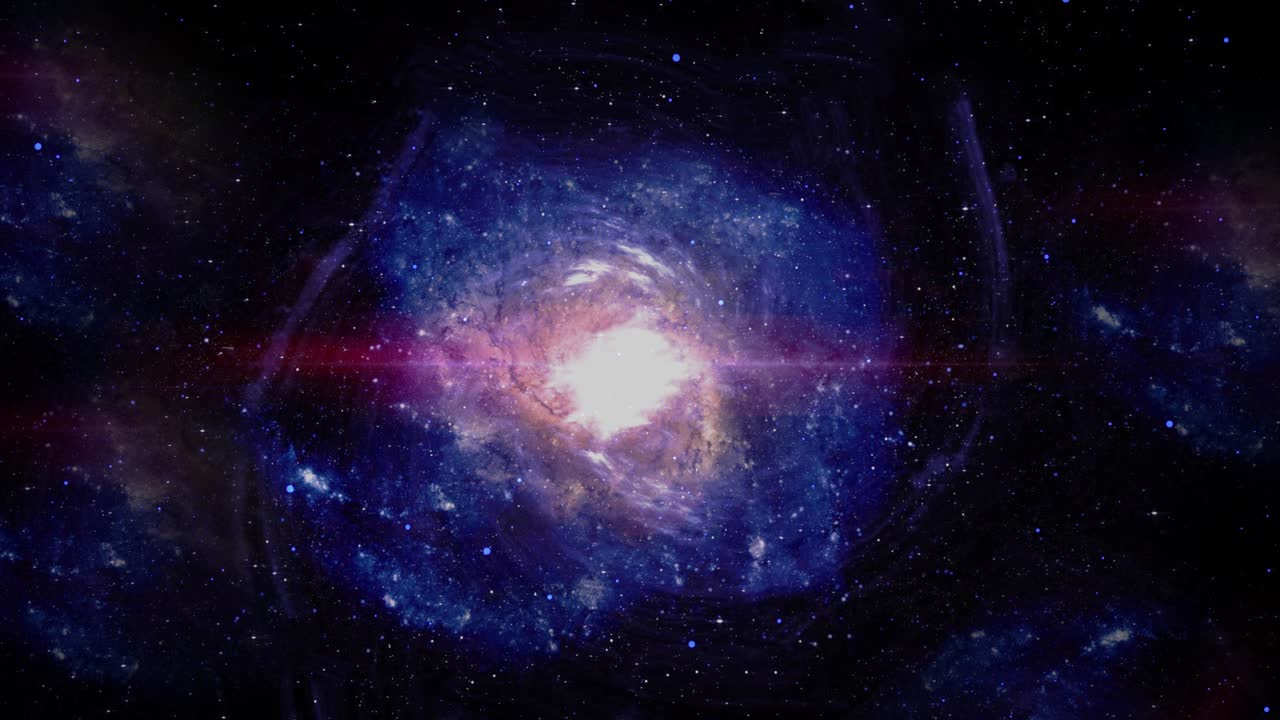 Panorama 4K astratto blu 3D di galassia, nebulosa, spazio, universo, sfondo cosmico di viaggio nello spazio profondo con stelle.