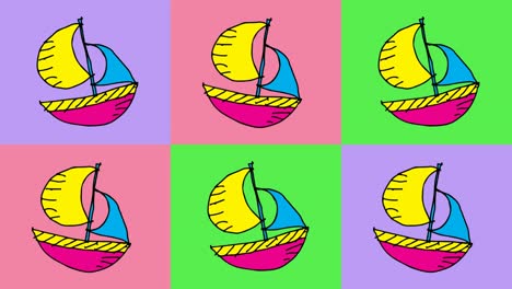 kids drawing pop art seamless background with theme of sailing boat