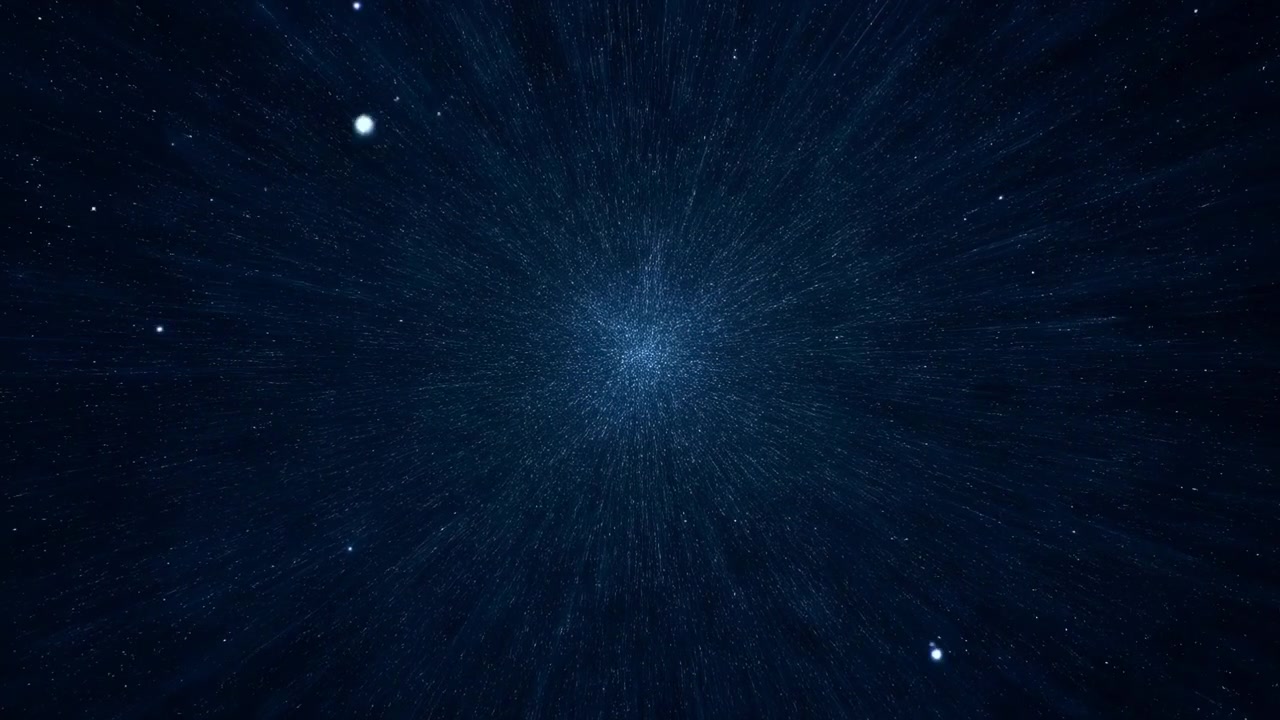 Volando attraverso un campo stellare nello spazio blu profondo