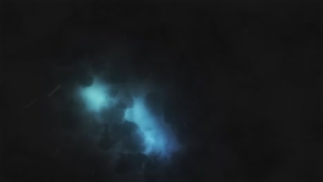 brightly sparkling lightning breaks through dense storm clouds.