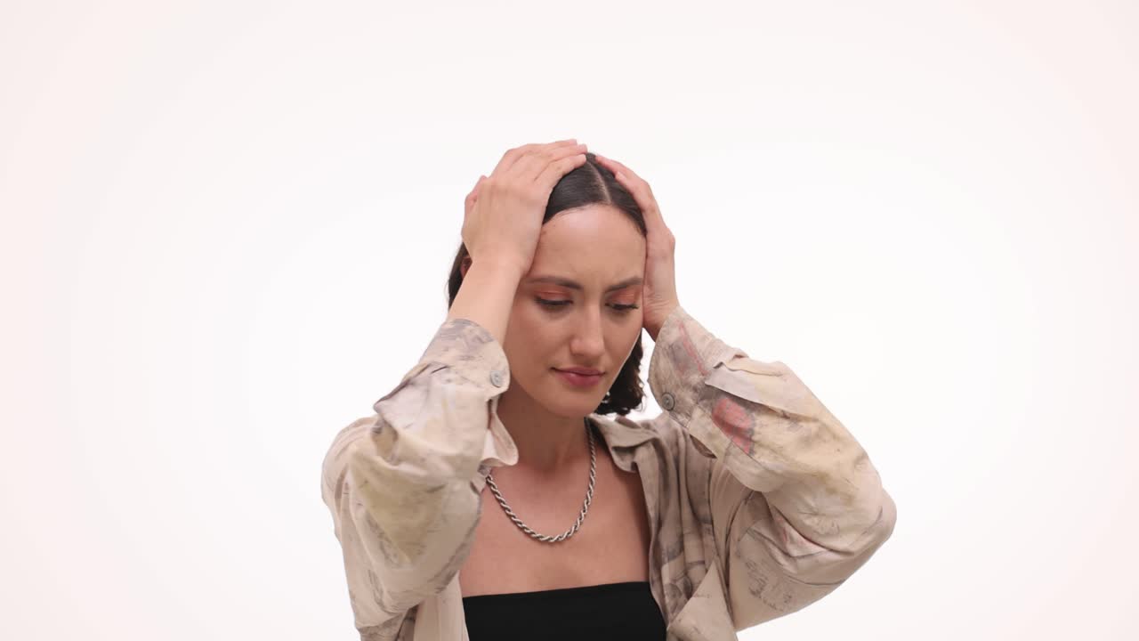 Woman with headache or stressed