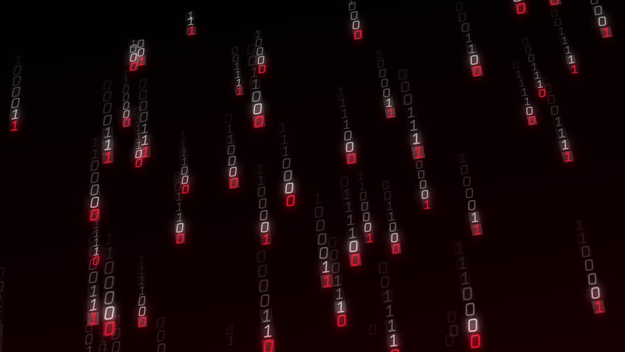 animación del procesamiento de datos de codificación binaria sobre un fondo negro