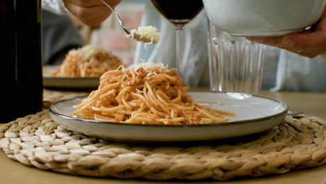 closeup of delicious spaghetti dish