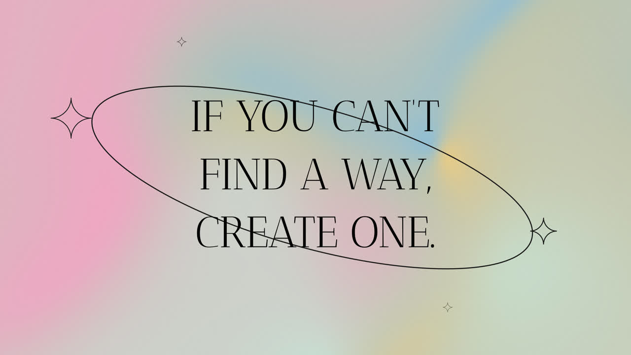 Motivational quote with gradient background and abstract shapes