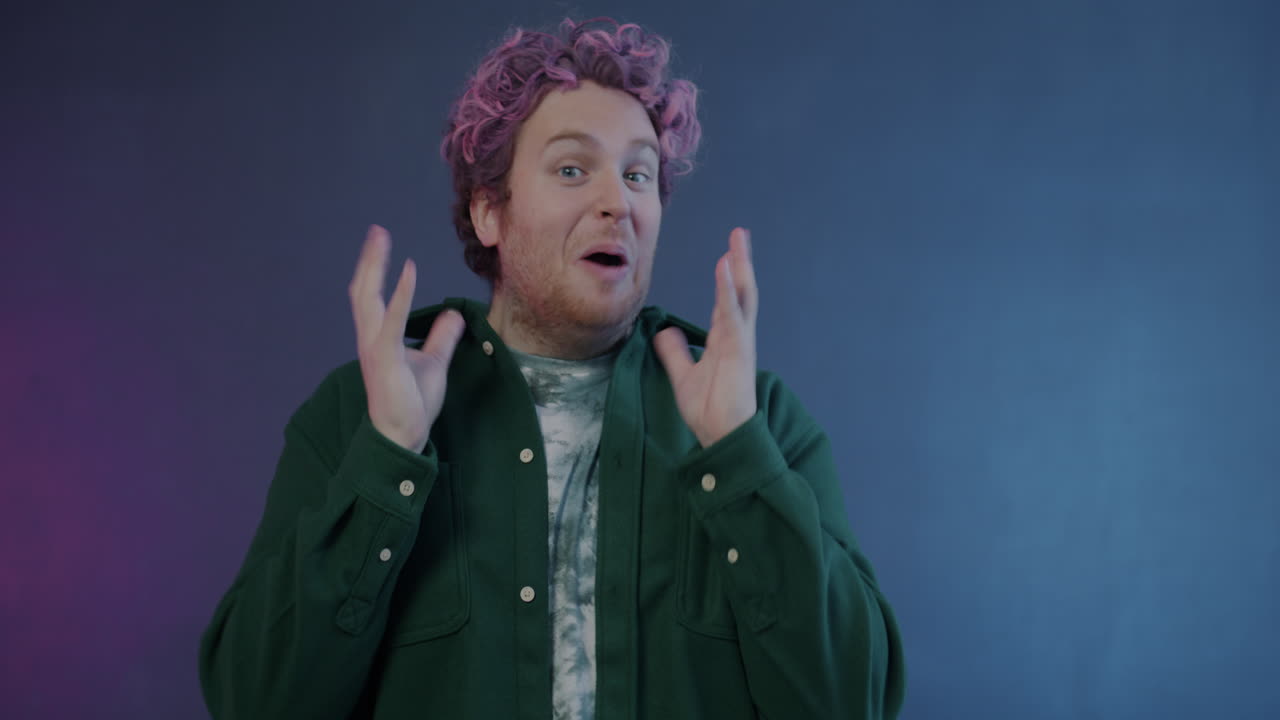 Happy Man with Pink Hair