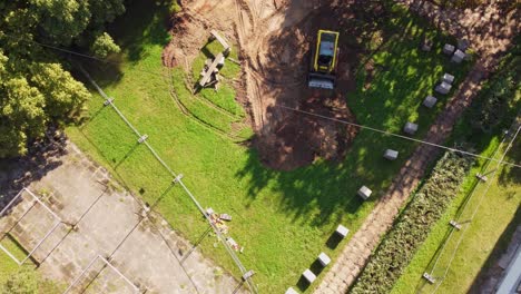 aerial view of construction work in a park