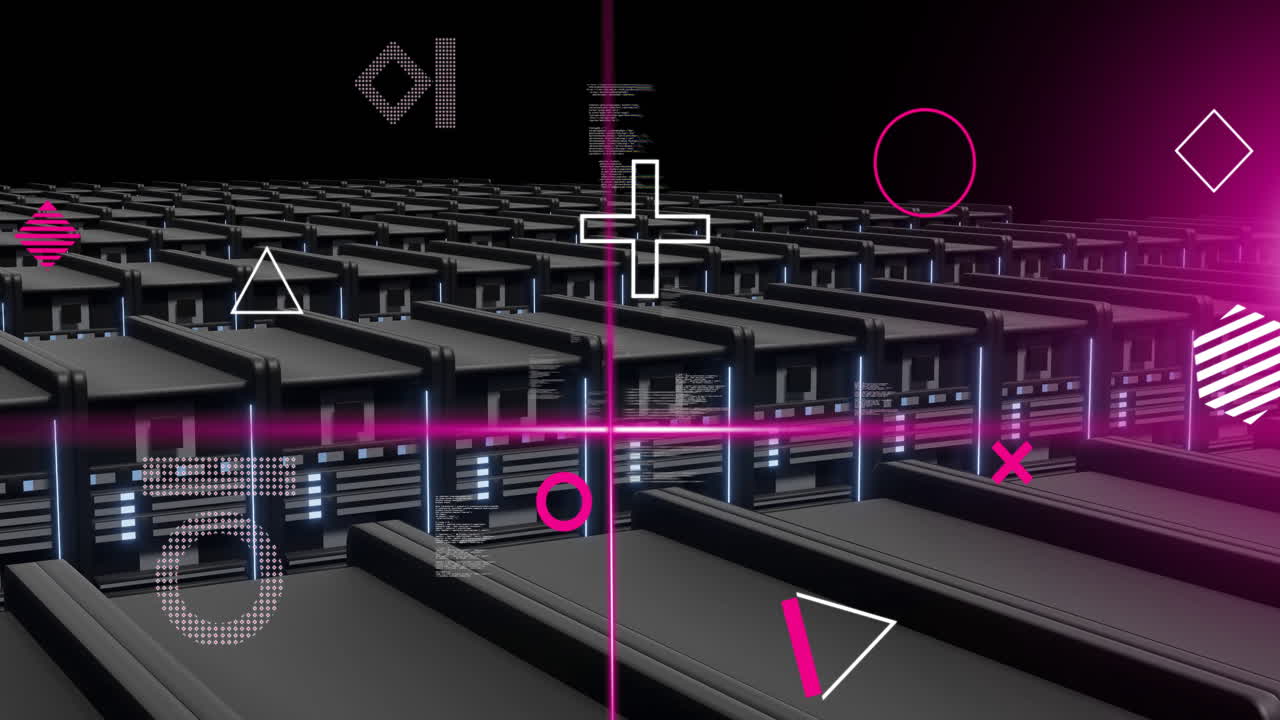 컴퓨터 서버를 통해 디지털 데이터 처리의 애니메이션