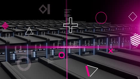 animación del procesamiento de datos digitales a través de servidores informáticos