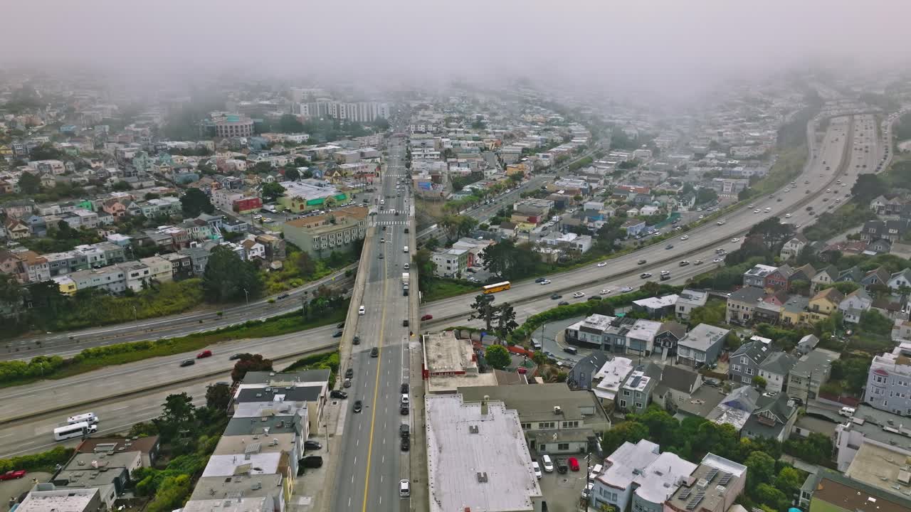 San Francisco City Skyline, Residential Buildings And Streets