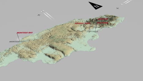 mapa del terreno en 3d de jamaica