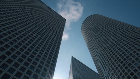 low angle view of skyscrapers facades