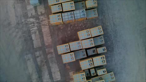 overhead orbit shot of air conditioner storage facility in clarksville, tennessee